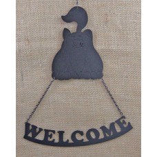 BLACK FAT CAT WELCOME SIGN